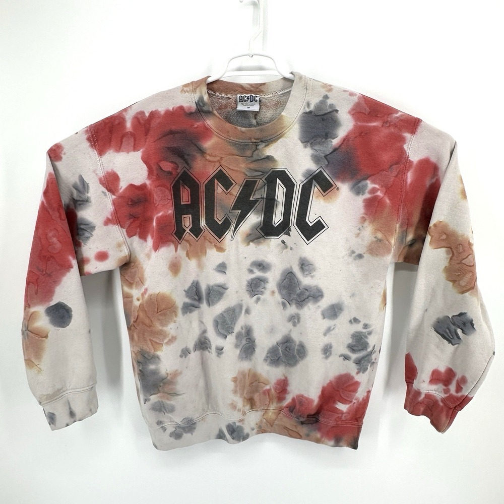 AC/DC Ice Dye Tie Dye Sweatshirt Adult M Baggy Oversized Boxy Fit